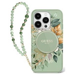 Guess GUHMP16MHFWBRCESN iPhone 16 Plus 6.7" zielony/green hardcase IML Flowers With Pearl Strap MagSafe