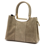 Vera Pelle damski skórzany kuferek torebka do ręki z paskiem i organizerem