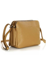 Torebka skórzana crossbody listonoszka dwie komory - MARCO MAZZINI brąz camel