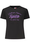 TOMMY HILFIGER DAMSKI T-SHIRT Z KRÓTKIM RĘKAWEM W KOLORZE CZARNYM