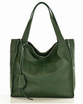 Modna torebka damska skórzany shopper bag - MARCO MAZZINI Portofino Max ciemny zielony