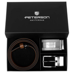 Meski zestaw prezentowy skóra naturalna Peterson PTN KL-B007-S001 BLACK-BROWN