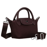 Bordowa listonoszka damska z poliestru zawieszona na szerokim pasku i poręcznych uchwytach - Peterson