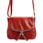 Skórzana damska listonoszka z frędzlem na ramię