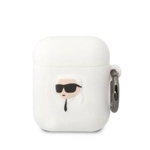 Karl Lagerfeld KLA2RUNIKH AirPods 1/2 cover biały/white Silicone Karl Head 3D