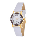 Zegarek kwarcowy naręczny skórzany komunijny biały D47