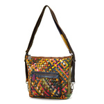 Damska kolorowa listonoszka skórzana wzór mozaika