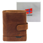 Nordee portfel męski skóra naturalna duży pionowy rozbudowany na zatrzask