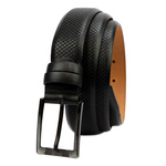 VerMari męski pasek do spodni skóra naturalna klasyczna srebrna klamra