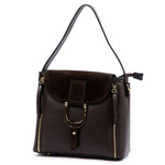 Luka Skórzana Damska listonoszka na ramię z organizerem i kieszeniami