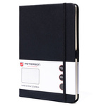 Czarny notes w formacie B6 zadrukowany w linie, wyposażony w gumkę zamykającą - Peterson
