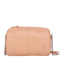 Skórzana damska mała torebka na ramię z łańcuszkiem kształt tuby DUDU