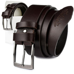 Beltimore skórzany pasek męski ciemno-brązowy szeroki E05 : Kolory - brązowy, beżowy, Rozmiar pasków - r.90-105 cm