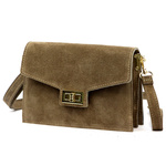 Damska listonoszka ze skóry naturalnej zamszowej z organizerem od Luka