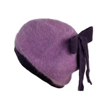Angorkowy Beret Z Kokardką