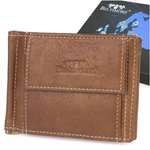 Portfel męski skórzany mały brązowy z wsuwką na banknoty RFiD Beltimore L47