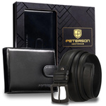 Meski zestaw prezentowy skóra naturalna Peterson PTN SET N992L-32-125-BW