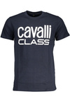 NIEBIESKI T-SHIRT MĘSKI Z KRÓTKIM RĘKAWEM KLASY CAVALLI
