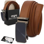 Pasek męski skórzany klamra automatyczna brązowy Beltimore A49 : Kolory - brązowy, beżowy, Rozmiar pasków - r.115-130 cm