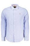 NIEBIESKA KOSZULA MĘSKA NAPAPIJRI Z DŁUGIM RĘKAWEM