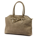 Vera Pelle damska torebka na ramię skóra naturalna zamszowa z kieszeniami