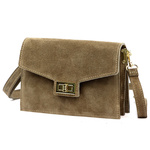 Luka Damska listonoszka ze skóry naturalnej zamszowej z organizerem