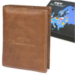 Zestaw prezentowy męski skórzany pasek portfel brązowy pudełko Beltimore T80