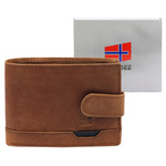 Nordee rozbudowany męski portfel skóra naturalna zamykany na zatrzask