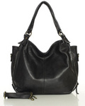 Torba skórzana wysokogatunkowa na ramię styl miejski shoulder leather bag - MARCO MAZZINI czarna