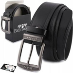 Pasek męski skórzany premium szeroki 4cm klasyczny czarny Beltimore Jeans E01 : Kolory - czarny, Rozmiar pasków - r.120-135 cm