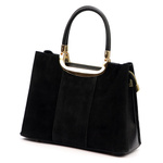 Vera Pelle damski skórzany kuferek torebka do ręki z paskiem i organizerem