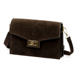 Luka Damska listonoszka ze skóry naturalnej zamszowej z organizerem