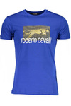 ROBERTO CAVALLI T-SHIRT Z KRÓTKIM RĘKAWEM MĘSKI NIEBIESKI