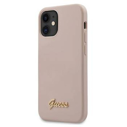 Guess GUHCP12SLSLMGLP iPhone 12 mini 5,4" jasnoróżowy/light pink hardcase Silicone Script Gold Logo