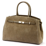 Vera Pelle Torebka Skórzana Kuferek Damska Zamszowa Listonoszka Średnia