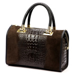 Vera Pelle Damski kuferek wzór skóra krokodyla torebka skórzana do ręki