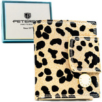 Mały portfel damski ze skóry ekologicznej i naturalnej w złotym kolorze - Peterson