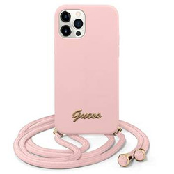 Guess GUHCP12LLSCLMGLP iPhone 12 Pro Max 6,7" różowy/pink hardcase Metal Logo Cord