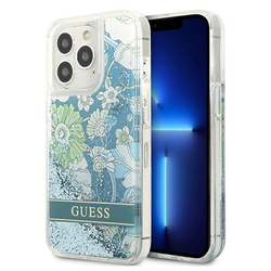 Guess GUHCP13XLFLSN iPhone 13 Pro Max 6,7" zielony/green hardcase Flower Liquid Glitter