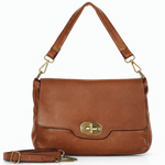 Legendarna torebka skórzana na ramię 2 w 1 genuine lether - MAZZINI brąz migdałowy