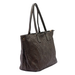 Pleciona shopperbag damska Damska torebka na ramię ze skóry naturalnej VS