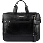 Torba skórzana elegancka croco laptop 15"6 aktówka czarna A4 S17