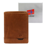 Nordee męski portfel skóra naturalna pionowa portmonetka składana duża