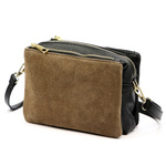 Luka damska listonoszka skóra naturalna zamszowe elementy trzykomorowa