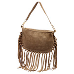 Zamszowa damska listonoszka skórzana z frędzlami torebka na ramię od Luka