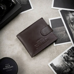 Portfel Skórzany Męski Zapinany Brązowy RFID Wild Skóra Naturalna