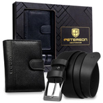 Meski zestaw prezentowy skóra naturalna Peterson PTN SET N4L-DOT BLACK