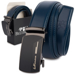 Pasek męski skórzany klamra automatyczna granatowy Beltimore A44 : Kolory - granatowy, Rozmiar pasków - r.100-115 cm