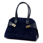 Vera Pelle damska torebka na ramię skóra naturalna i zamsz listonoszka