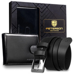 Meski zestaw prezentowy skóra naturalna Peterson PTN SET N992L-NGV-BW BLACK